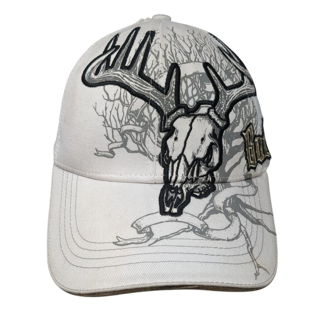 Buck Wear Strapback Trucker Hat White One Size Adjustable Embroidered Mesh Back